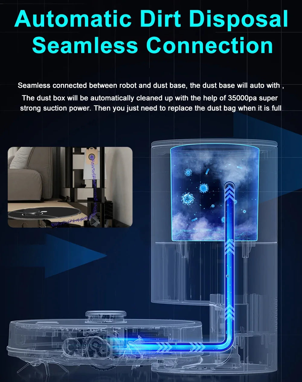 Aspirateur robot laser Lidar ABIR K30 SmartClean avec station de vidage automatique