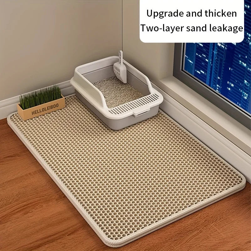 PurrClean™ Large Cat Litter Mat – Double Layer Honeycomb, Waterproof & Easy Clean