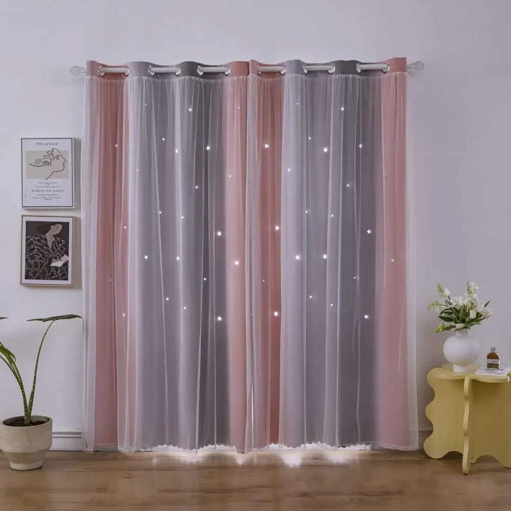 Sueños de arcoíris estrellado: cortinas coloridas para dormitorio de niña