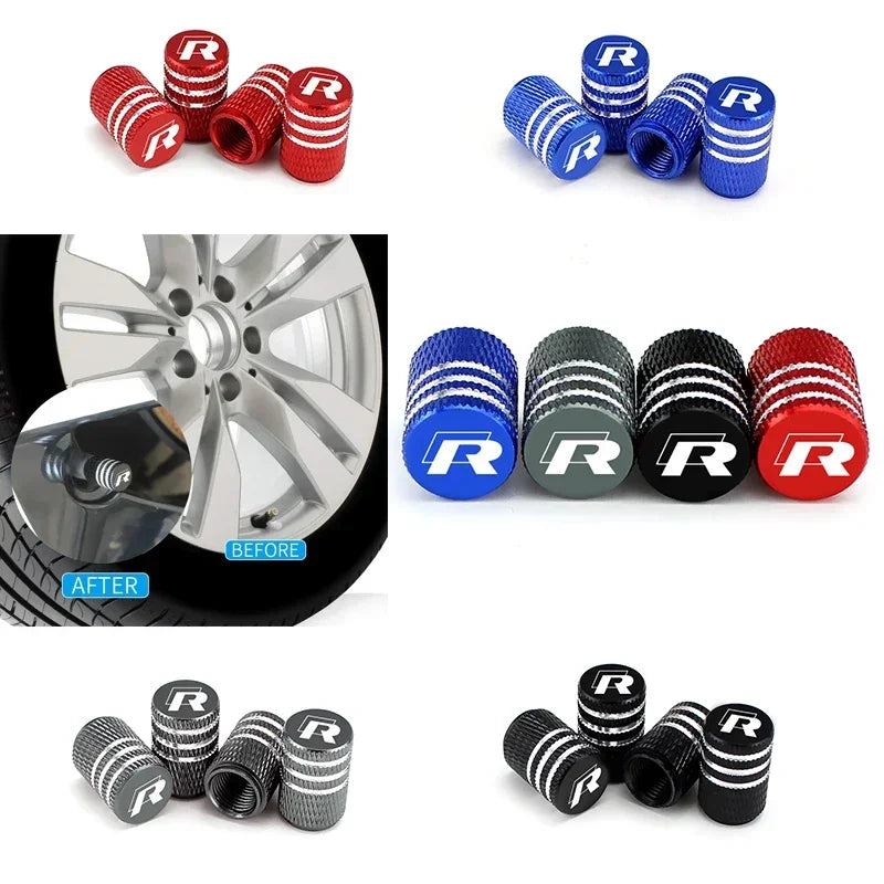 R-Line ValveGuard – 4PCS Wheel Tire Stem Caps for Volkswagen Models