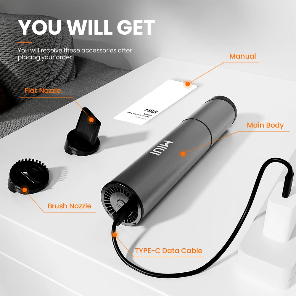 MIUI TurboMini – USB Rechargeable Vacuum for Desktop, Keyboard & Auto