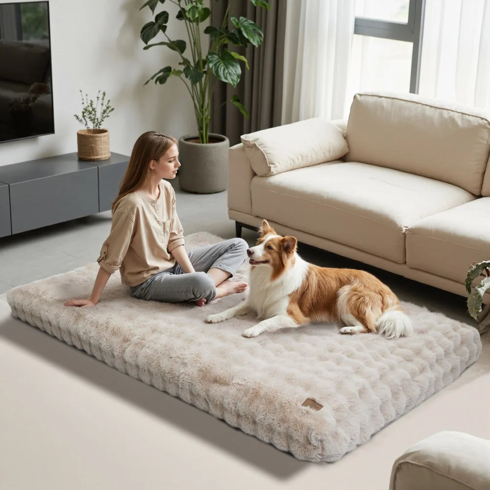 SnoozeHaven™ Plush Dog Mattress – Washable Pet Bed for Crates & Homes