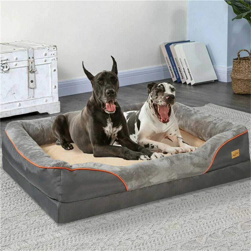 PawsRest™ Jumbo Orthopedic Dog Sofa – Memory Foam Bed with Bolster & Waterproof Cover