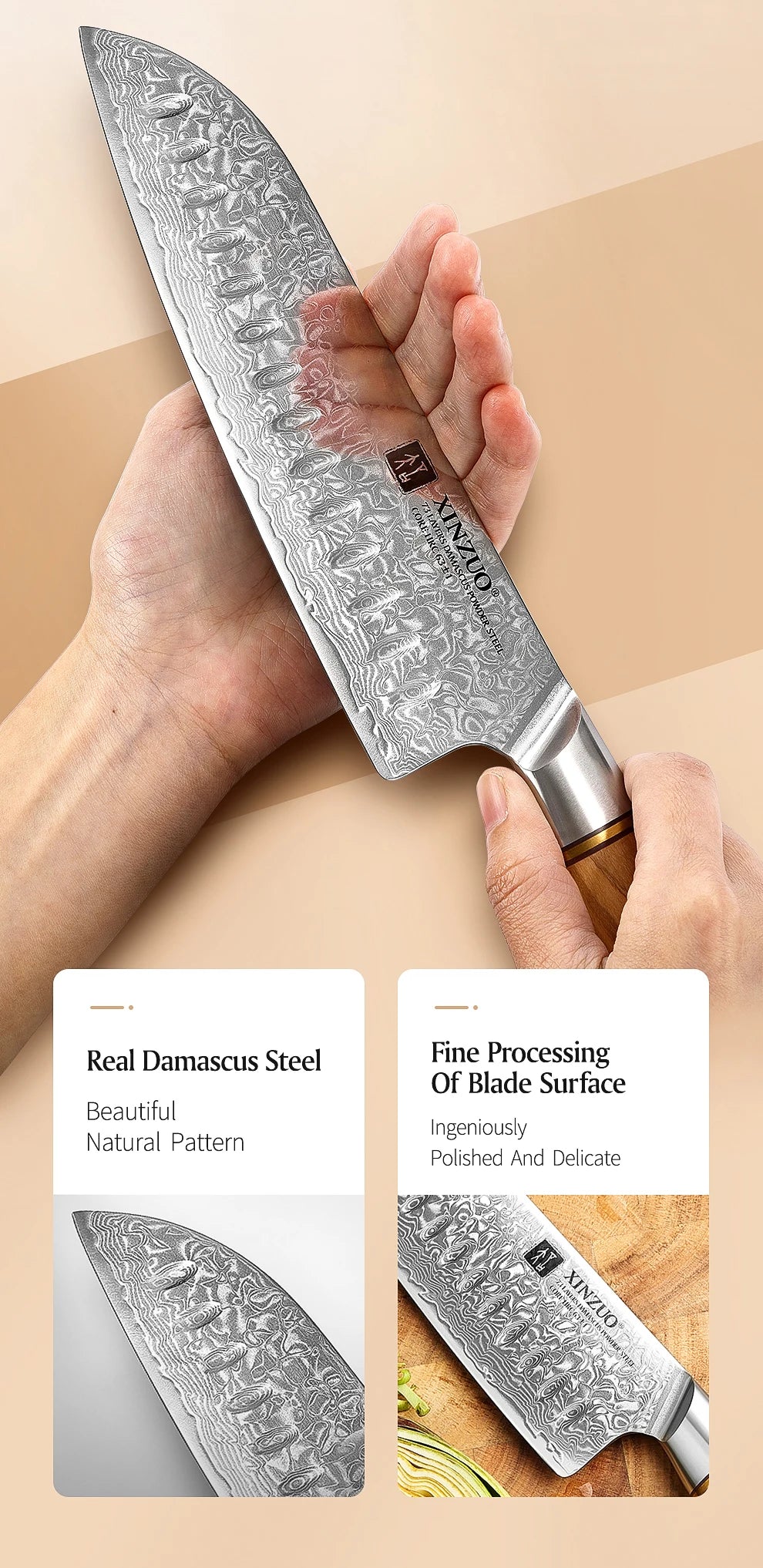 Damascus Elite Olive – 73-Layer Steel Blade Kitchen Knife Collection