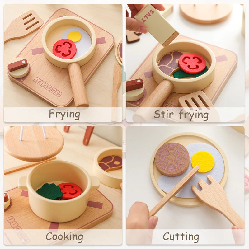 TinyCooks™ Baby & Kids Wooden Kitchen Toy – Pretend Play Cooking Gift