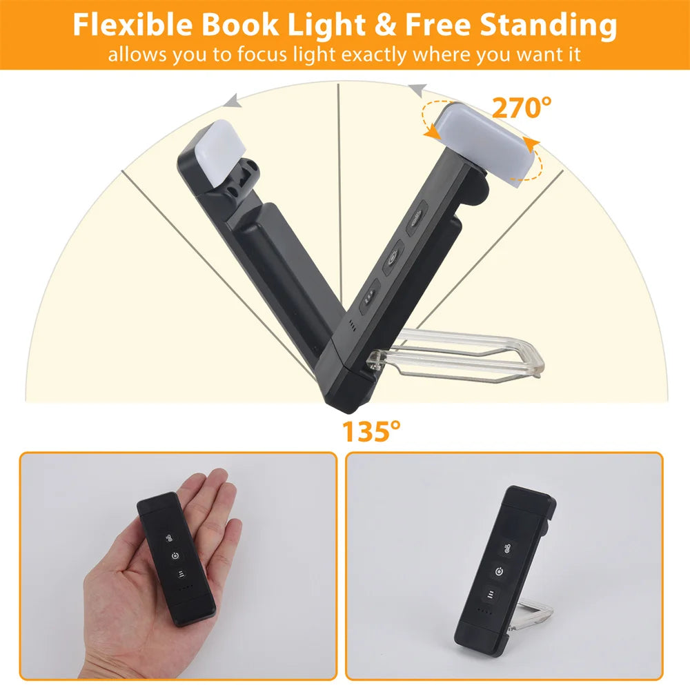PageGlow Pro – USB Rechargeable Clip-on Reading Light with Timer