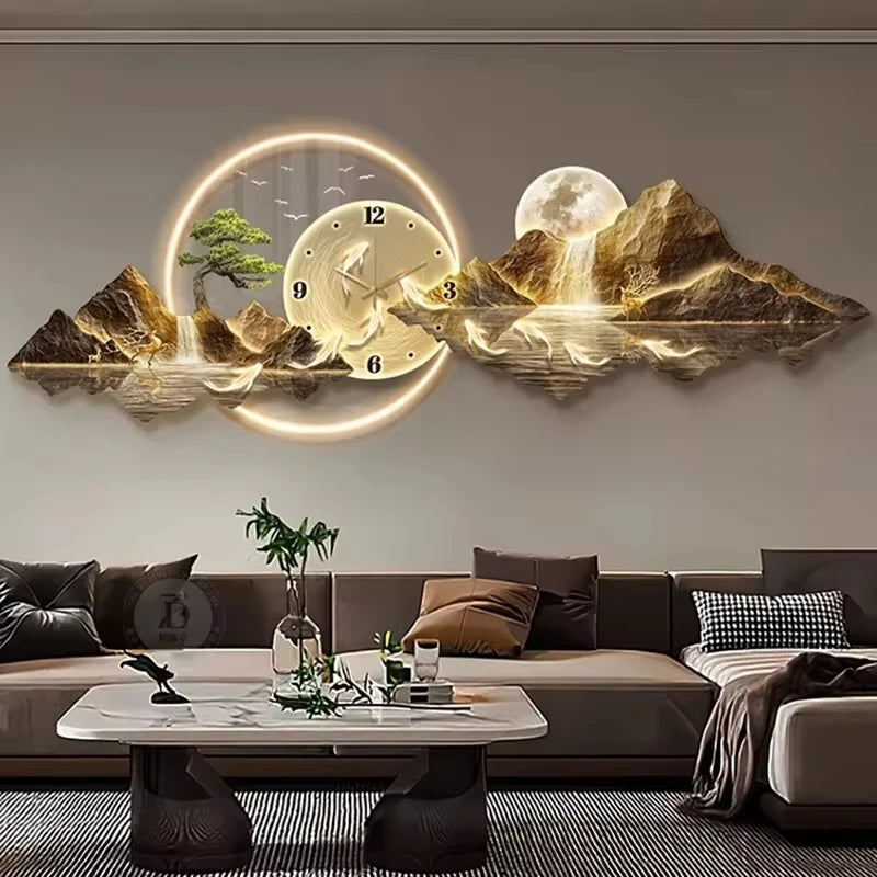 LED Minimalist Luxury Wall Clock for Modern Living Rooms