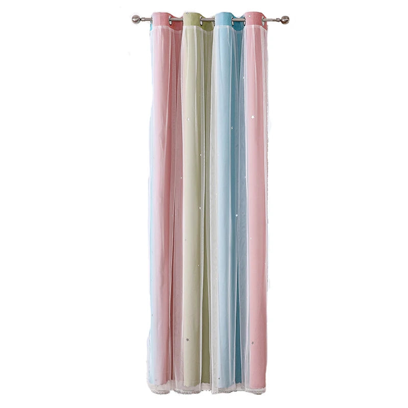 Sueños de arcoíris estrellado: cortinas coloridas para dormitorio de niña