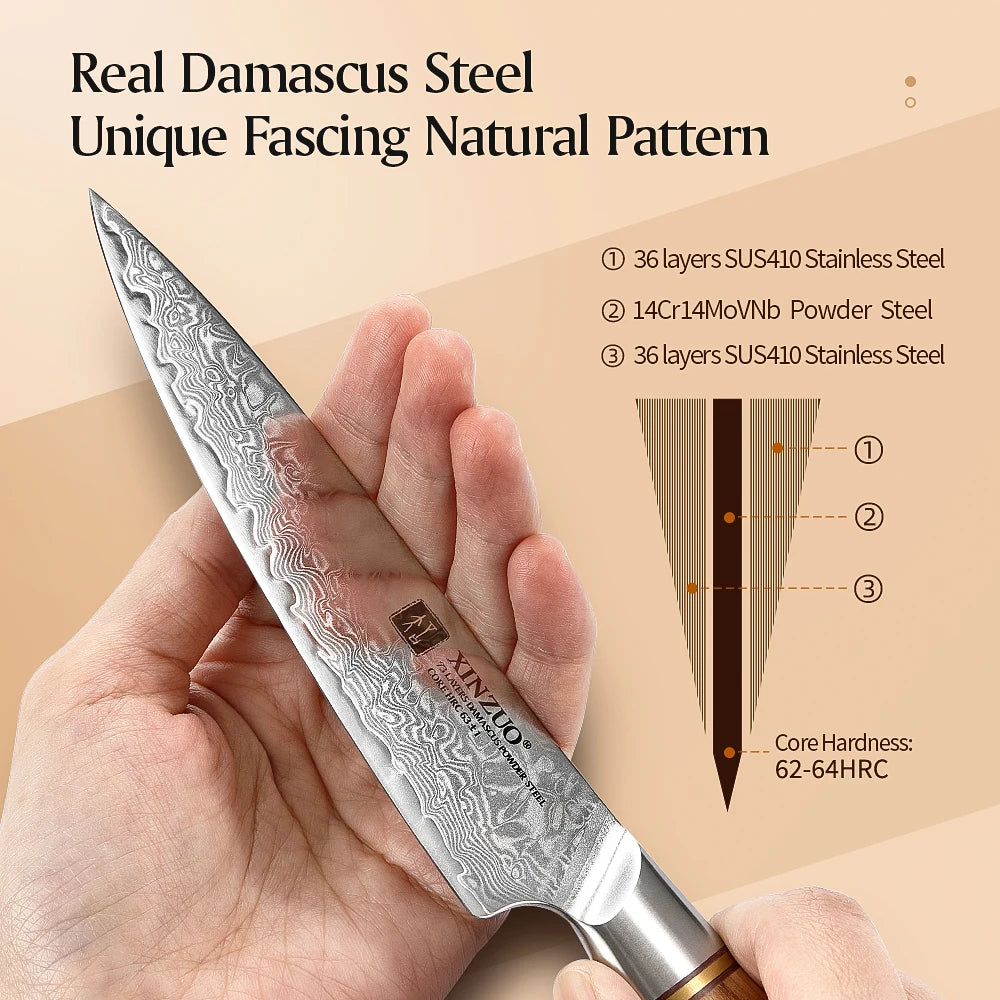 Damascus Elite Olive – 73-Layer Steel Blade Kitchen Knife Collection