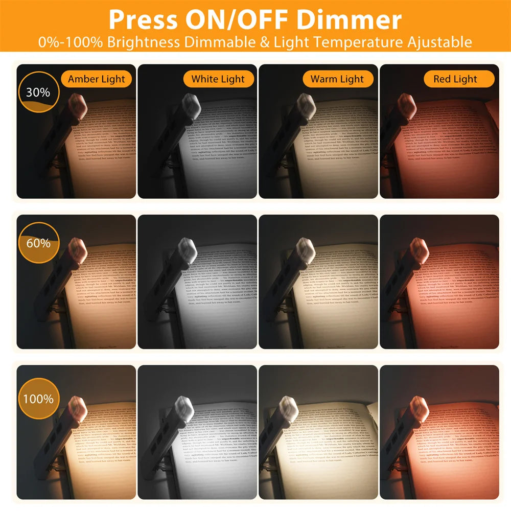 PageGlow Pro – USB Rechargeable Clip-on Reading Light with Timer