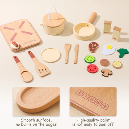 TinyCooks™ Baby & Kids Wooden Kitchen Toy – Pretend Play Cooking Gift