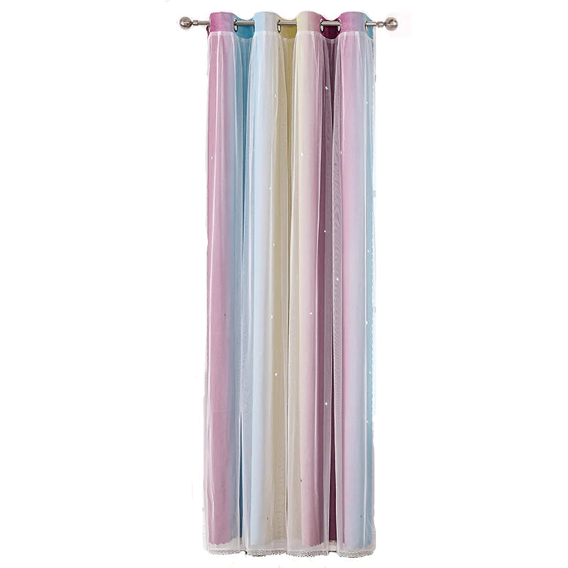 Starry Rainbow Dreams – Colorful Curtains for Girls’ Bedroom