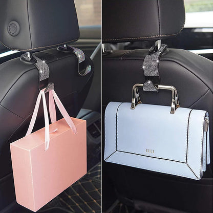 BlingRide Seat Hooks – Diamond Headrest Hangers for Bags & Accessories
