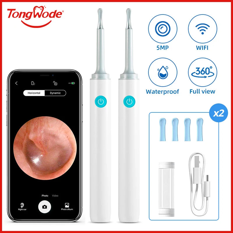 ClearEar Pro – 5MP Wireless Visual Otoscope with Safe Silicone Earpick
