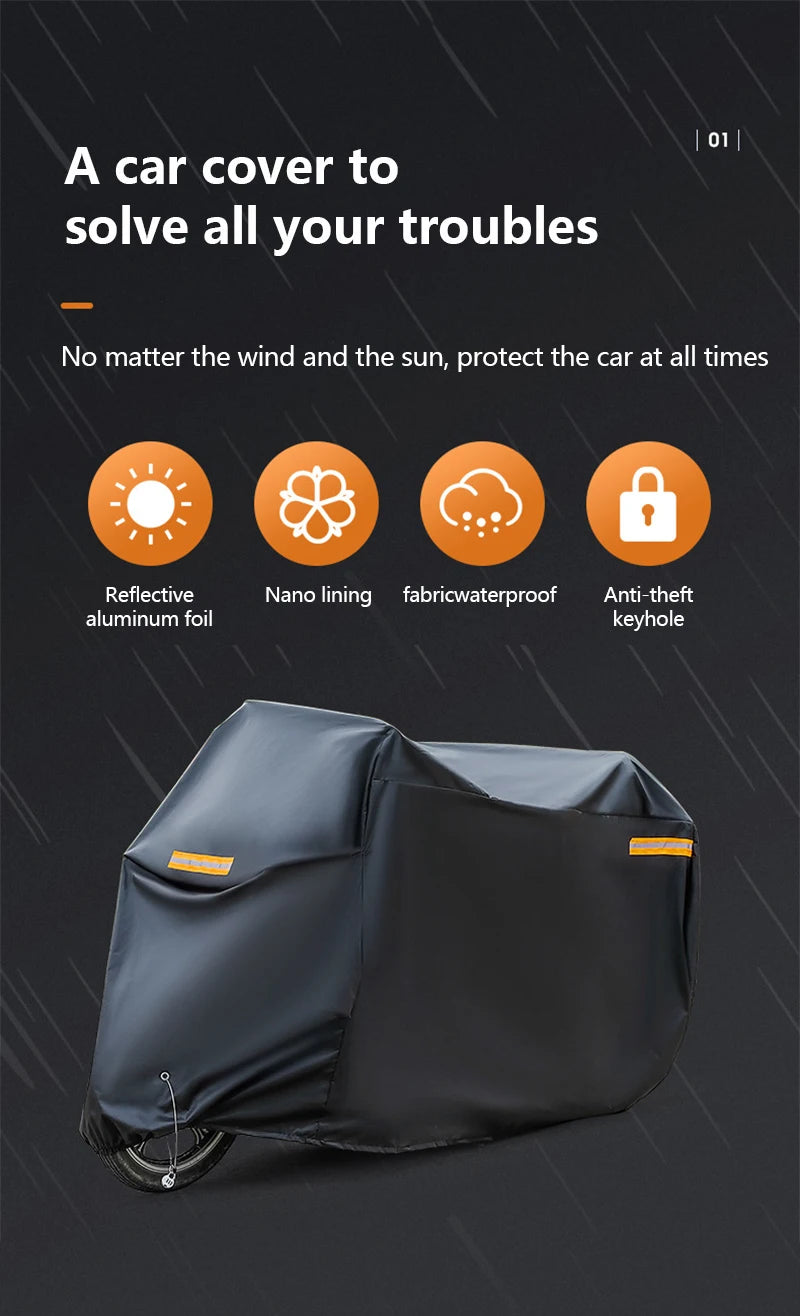 StormSafe MotoCover – Universal Outdoor Sun & Rain Protection for Motorcycles