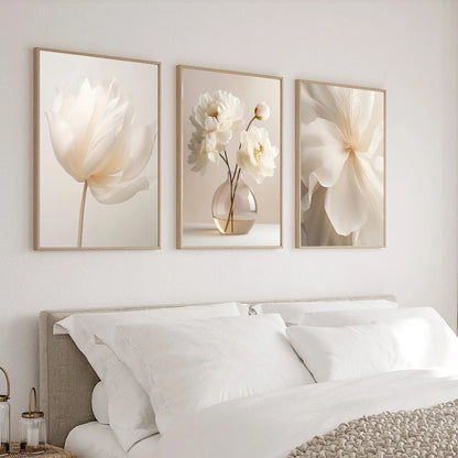 BloomAura Elegance – Frameless Botanical Peony Poster for Living Room