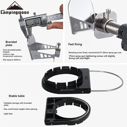 CAMPINGMOON Outdoor Camping ST-076 Stainless Steel Plate Baking Barbecue Plate Spitfire Gun Accessories with Stable Stand