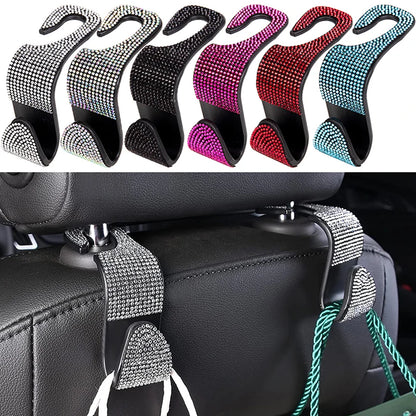 BlingRide Seat Hooks – Diamond Headrest Hangers for Bags & Accessories