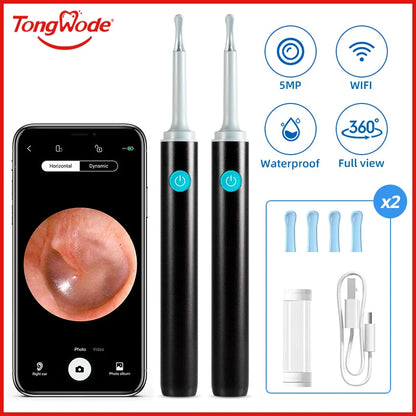 ClearEar Pro – 5MP Wireless Visual Otoscope with Safe Silicone Earpick