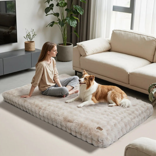 SnoozeHaven™ Plush Dog Mattress – Washable Pet Bed for Crates & Homes