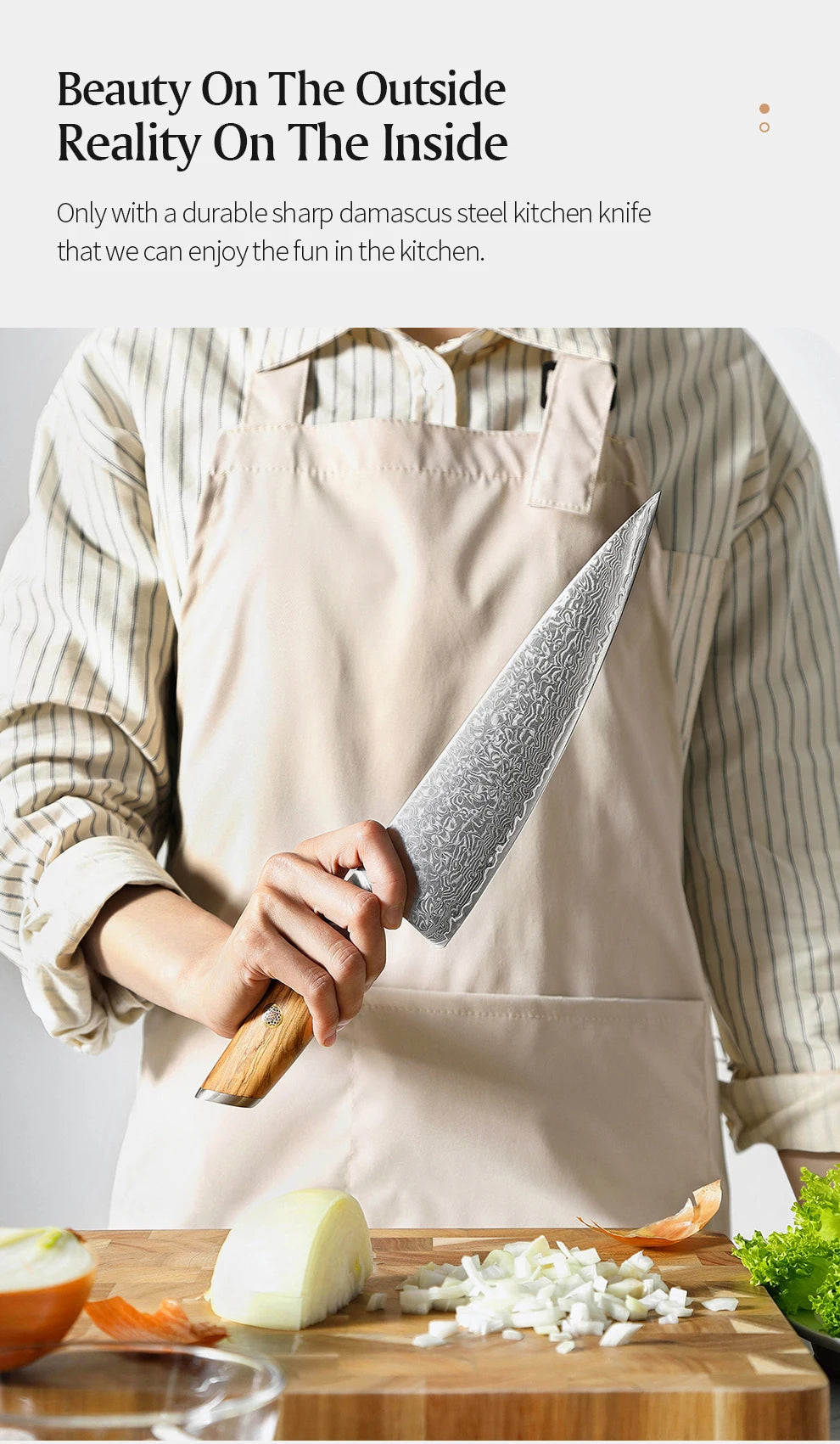 Damascus Elite Olive – 73-Layer Steel Blade Kitchen Knife Collection