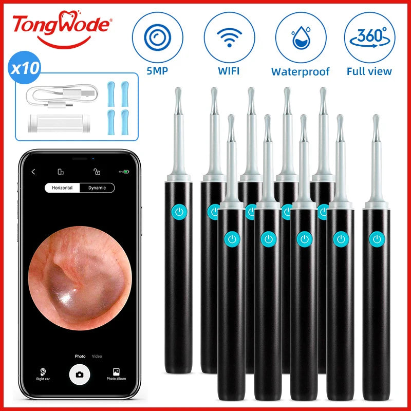 ClearEar Pro – 5MP Wireless Visual Otoscope with Safe Silicone Earpick