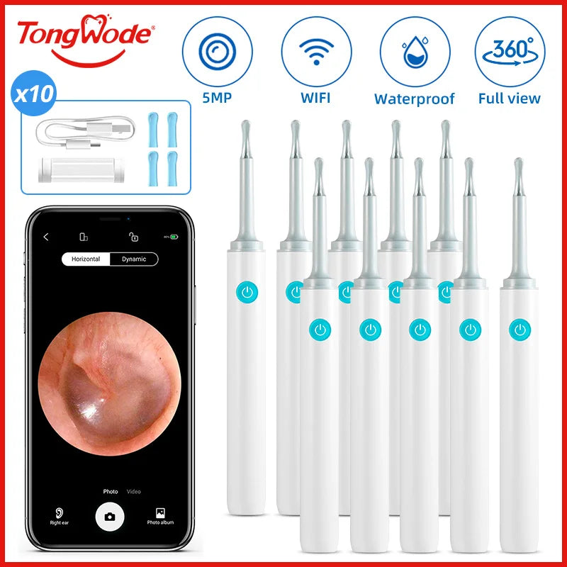 ClearEar Pro – 5MP Wireless Visual Otoscope with Safe Silicone Earpick