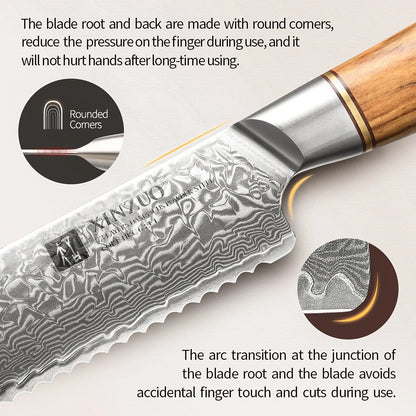 Damascus Elite Olive – 73-Layer Steel Blade Kitchen Knife Collection