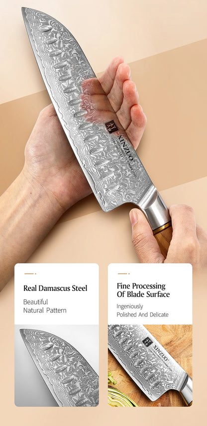 Damascus Elite Olive – 73-Layer Steel Blade Kitchen Knife Collection