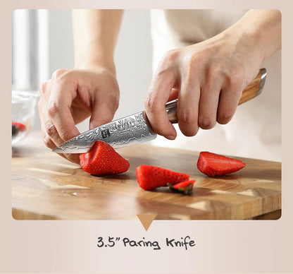 Damascus Elite Olive – 73-Layer Steel Blade Kitchen Knife Collection