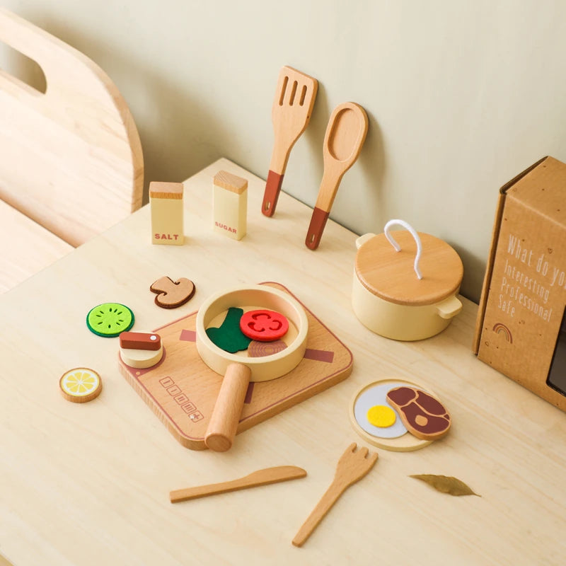 TinyCooks™ Baby & Kids Wooden Kitchen Toy – Pretend Play Cooking Gift