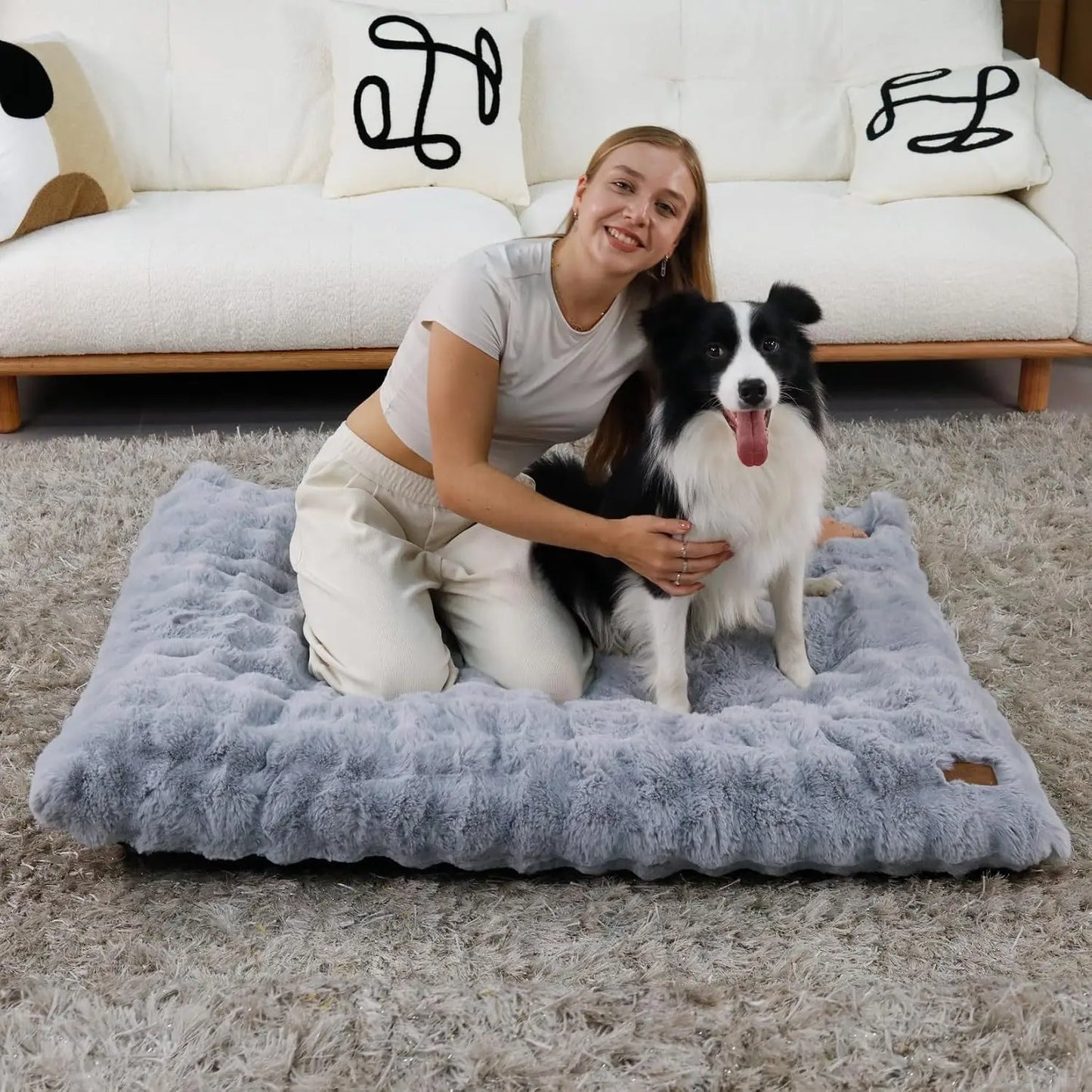 SnoozeHaven™ Plush Dog Mattress – Washable Pet Bed for Crates & Homes