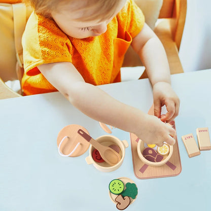 TinyCooks™ Baby & Kids Wooden Kitchen Toy – Pretend Play Cooking Gift