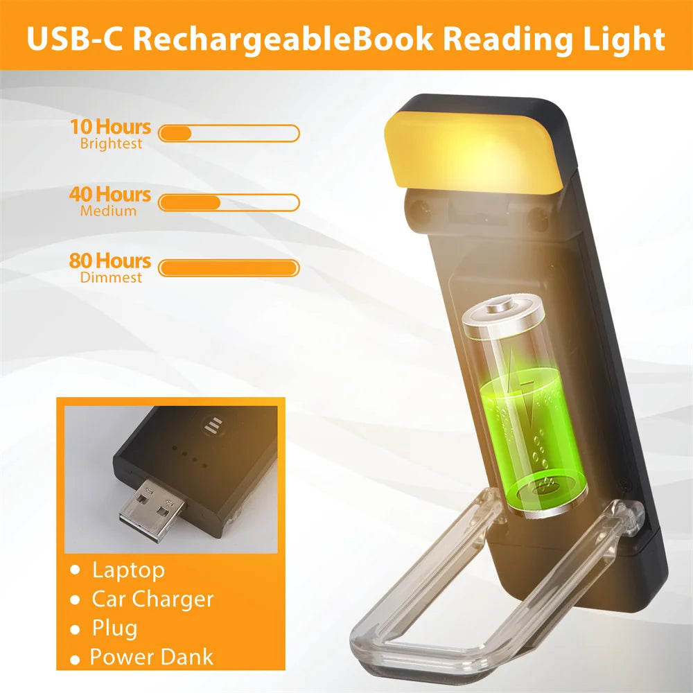 PageGlow Pro – USB Rechargeable Clip-on Reading Light with Timer