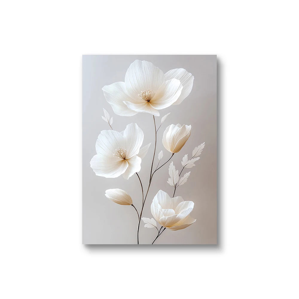 BloomAura Elegance – Frameless Botanical Peony Poster for Living Room