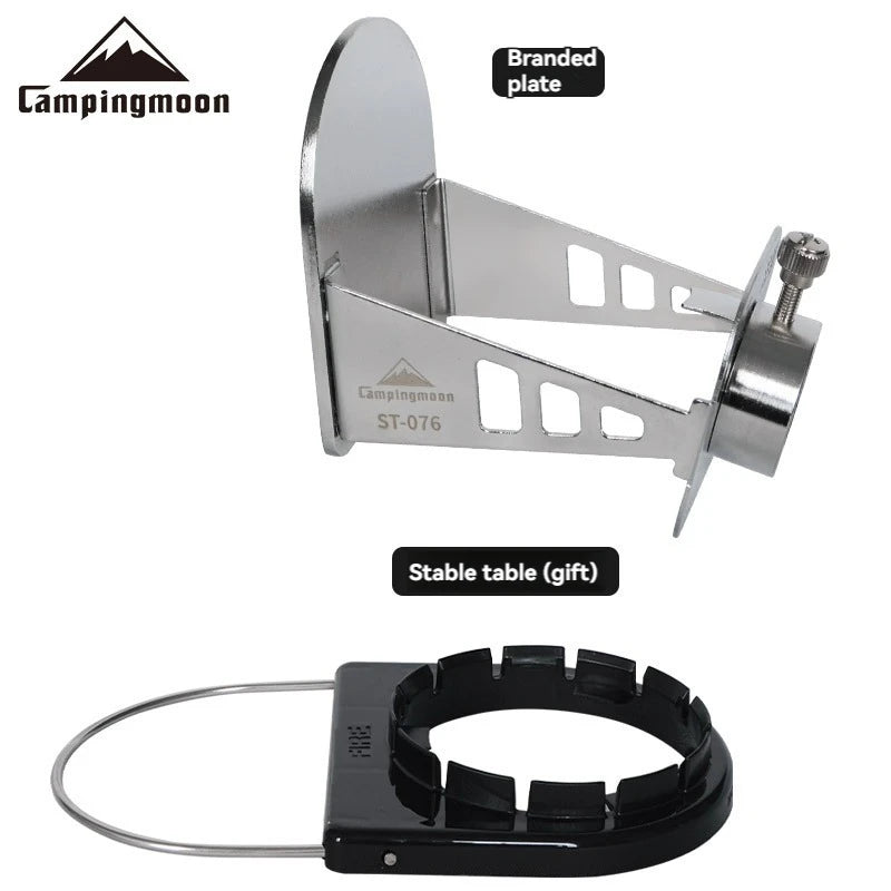 CAMPINGMOON Outdoor Camping ST-076 Stainless Steel Plate Baking Barbecue Plate Spitfire Gun Accessories with Stable Stand