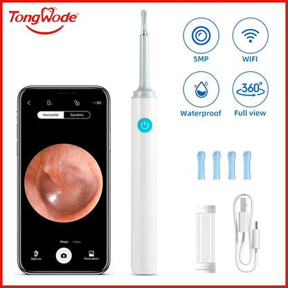 ClearEar Pro – 5MP Wireless Visual Otoscope with Safe Silicone Earpick