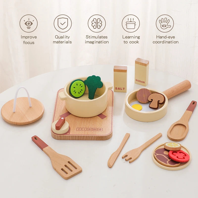 TinyCooks™ Baby & Kids Wooden Kitchen Toy – Pretend Play Cooking Gift