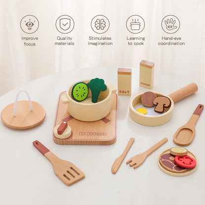 TinyCooks™ Baby & Kids Wooden Kitchen Toy – Pretend Play Cooking Gift