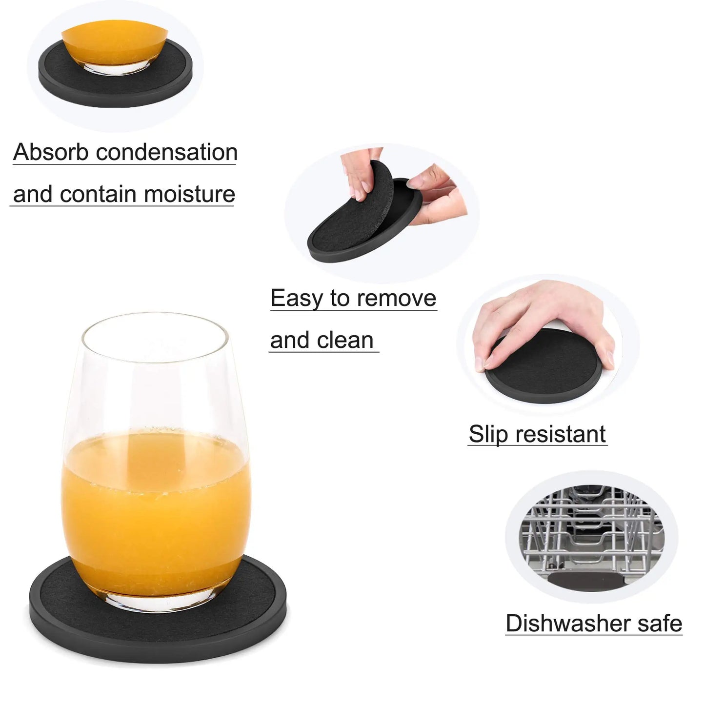 SipShield™ 6PCS Absorbent Coasters with Holder – Protect & Style Your Table